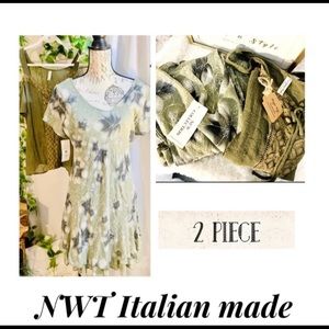2pc NWT Italian Boutique Bundle Crepe Linen Army